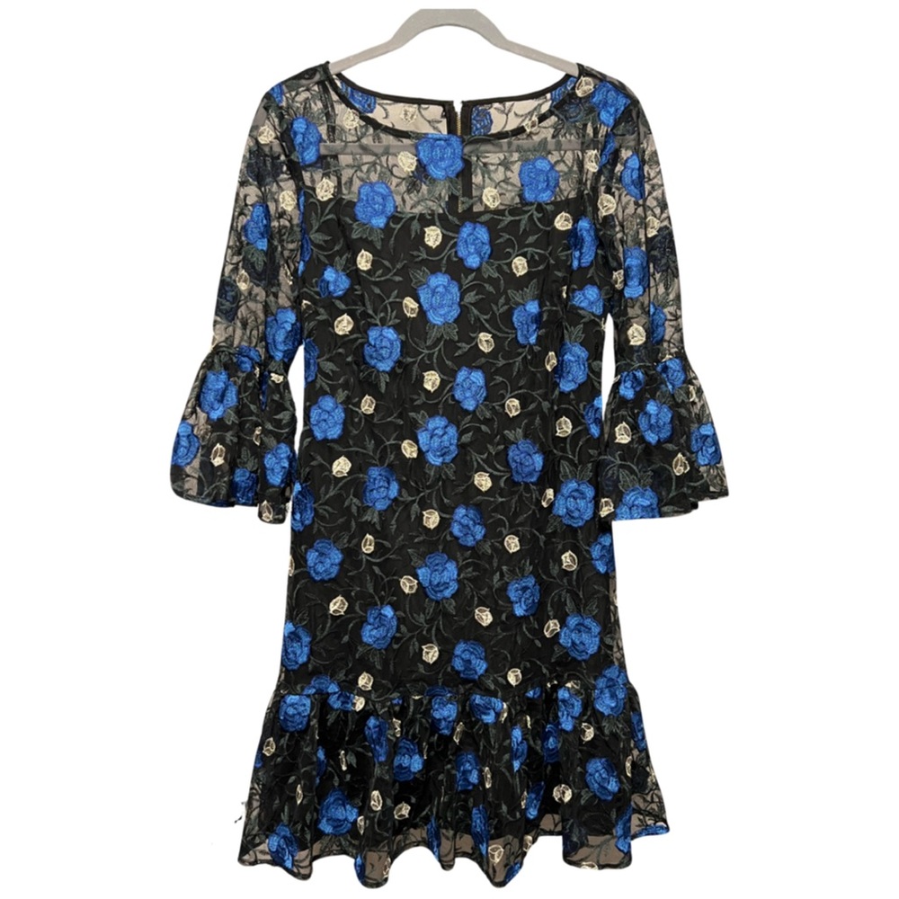Calvin Klein Women's Floral-Embroidered Bell-Sleeve Dress 6